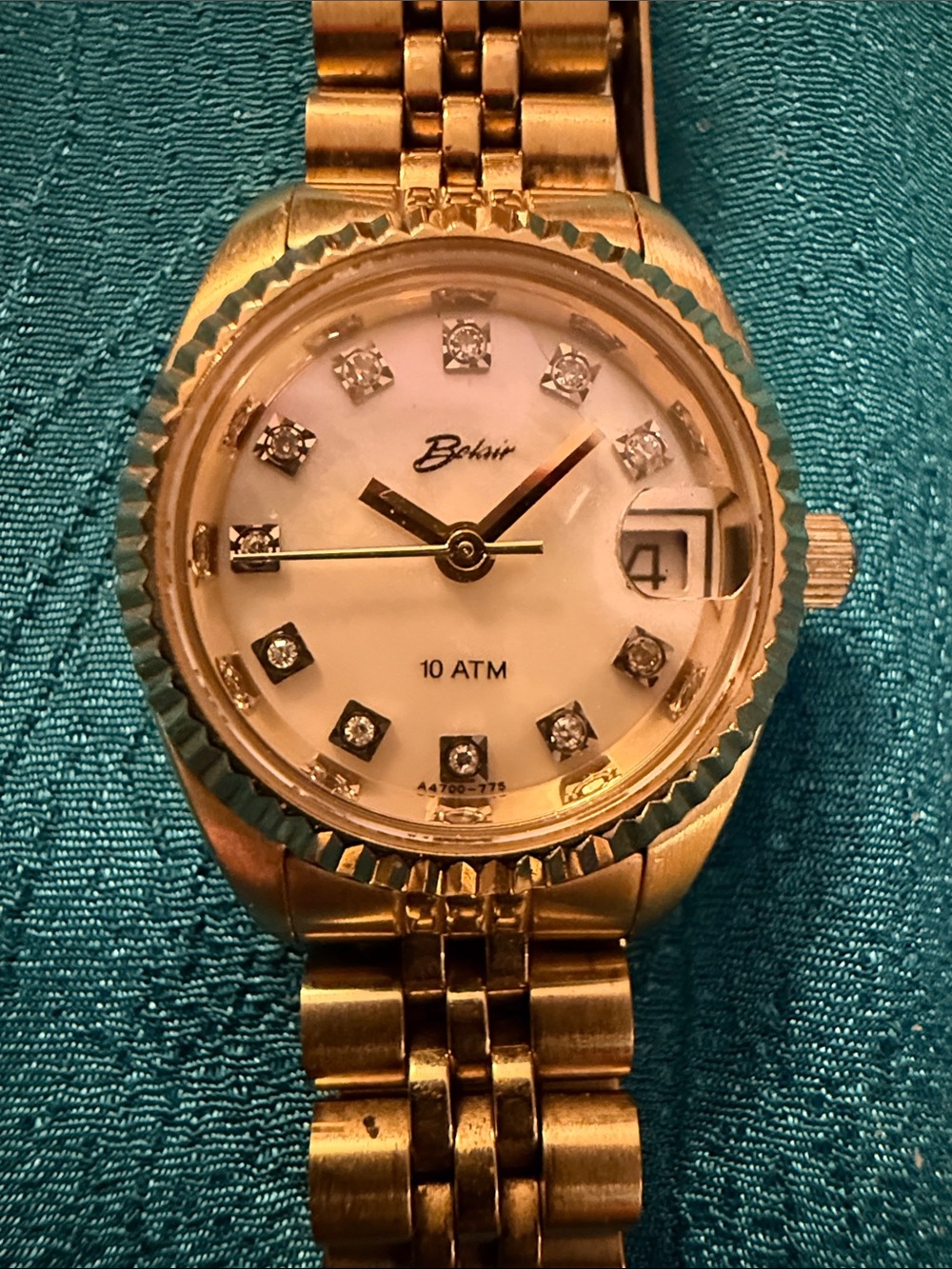 Blair Gold-Tone Women's Bracelet Watch with White Dial and Crystal Markers